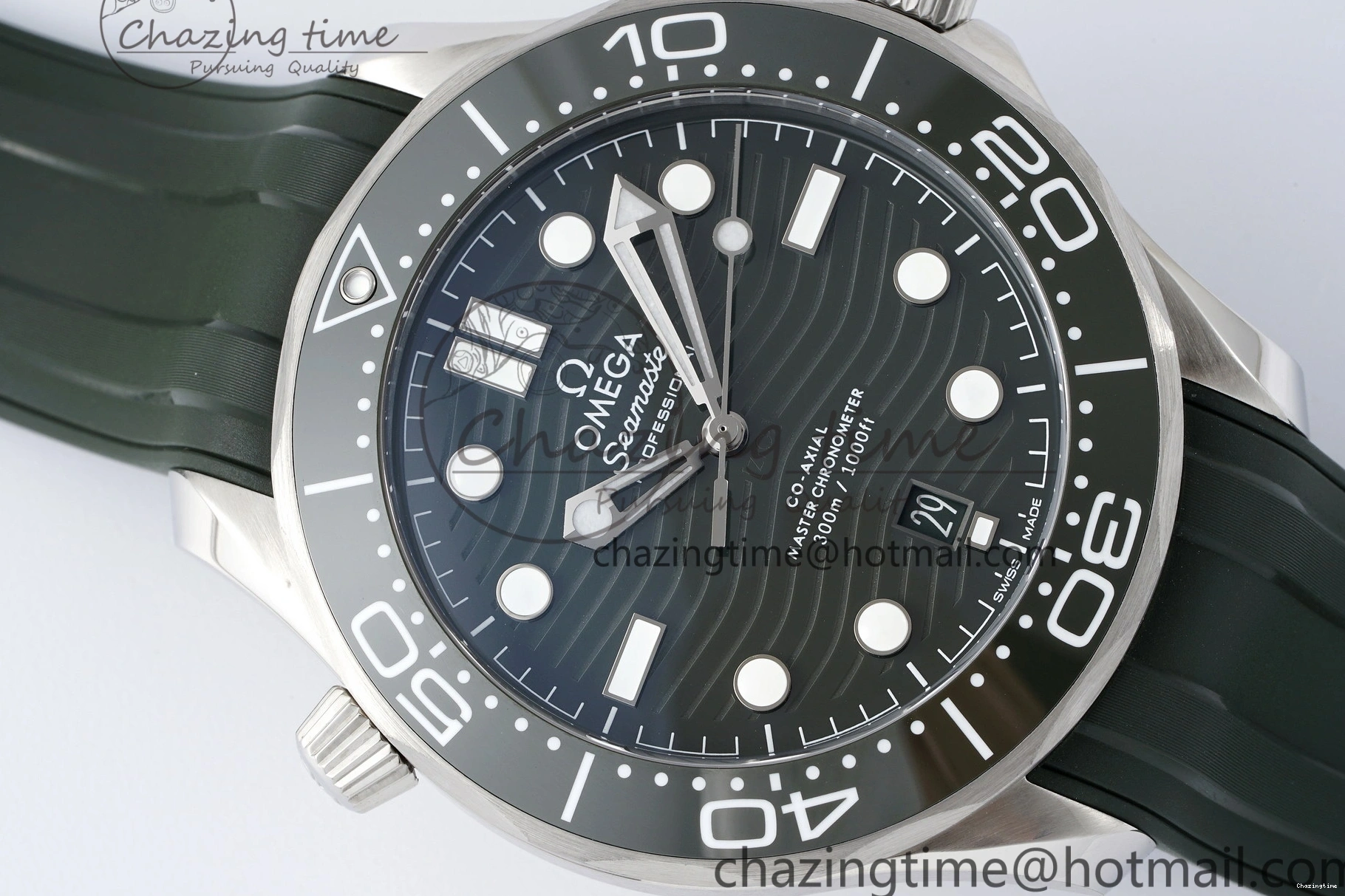 0316 Seamaster Diver 300M ZF 1:1 Best Edition Green Ceramic Green Dial on Green Rubber Strap A TravelReady 7823